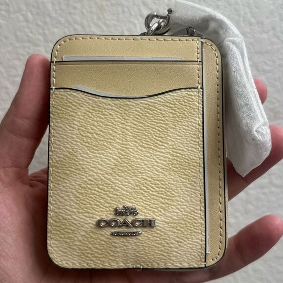 Coach Handbags - Coach Zip Card Case In Signature Canvas Butter Yellow